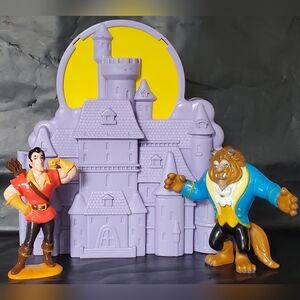 Mattel Disney VTG Once Upon A Time Beauty And The Beast Play Set w/ 2 Figures